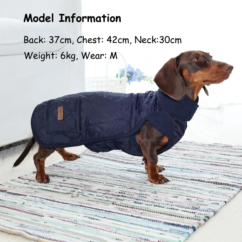 Autumn/Winter Dog Clothes for Dachshund Soft Warm Water Repellent Dog Jacket for Sausage Dog Quilted Outdoor Short-Leg Dog Coat