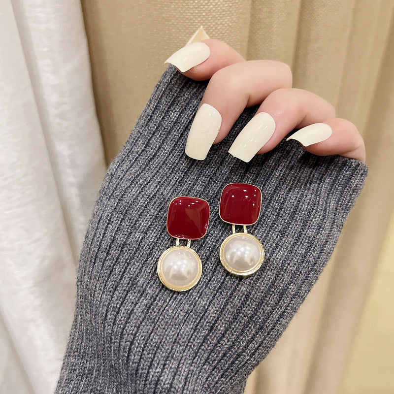 Korean Style Oval Water Drop Stone Ear Clip Earrings Baroque Pearl Rhinestone Ear Clip Earrings Without Piercing for Women