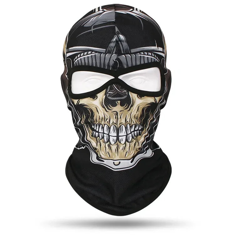 2 Holes Skull Balaclava Outdoor Motorcycle Riding Face Mask Windproof Caps Rider Head Cover Ski Masks MTB Bicycle Headgear