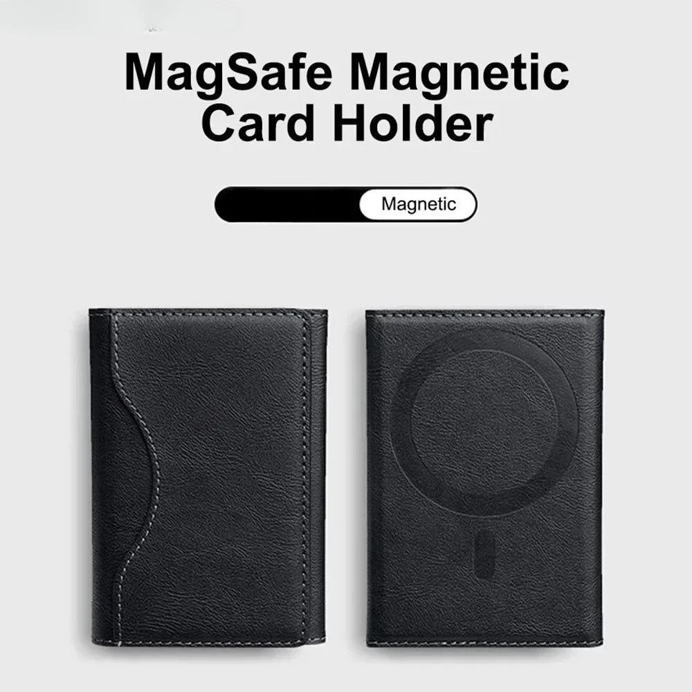 Trifold Magnetic Phone Wallet PU Leather Magsafe Card Holder For Apple IPhone 16 15 Pro Max Plus Mini Slim Card Bag Case Cover