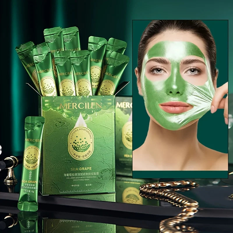10pcs Mercilen Sea Grape Peeling Facial Masks Anti Wrinkle Moisturizing Hydrating Anti-Aging Peel-Off Face Mask Tearing Masks