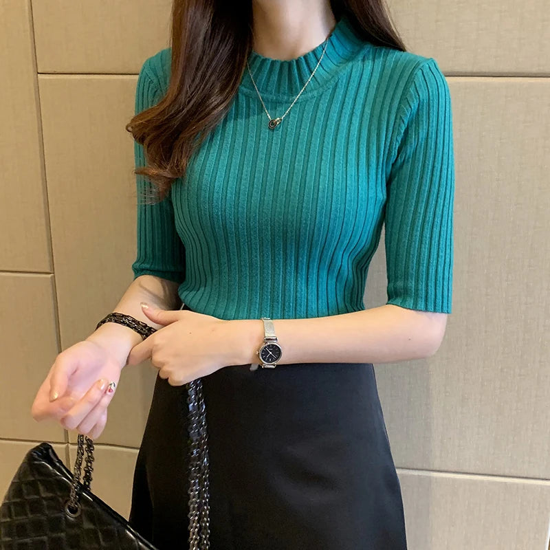 Blusas Mujer Blouses Top FemmeTops Women Blusas Mujer De Moda 2026 Verano Short Sleeve Knit Blouse Women Knitted Pullovers E525