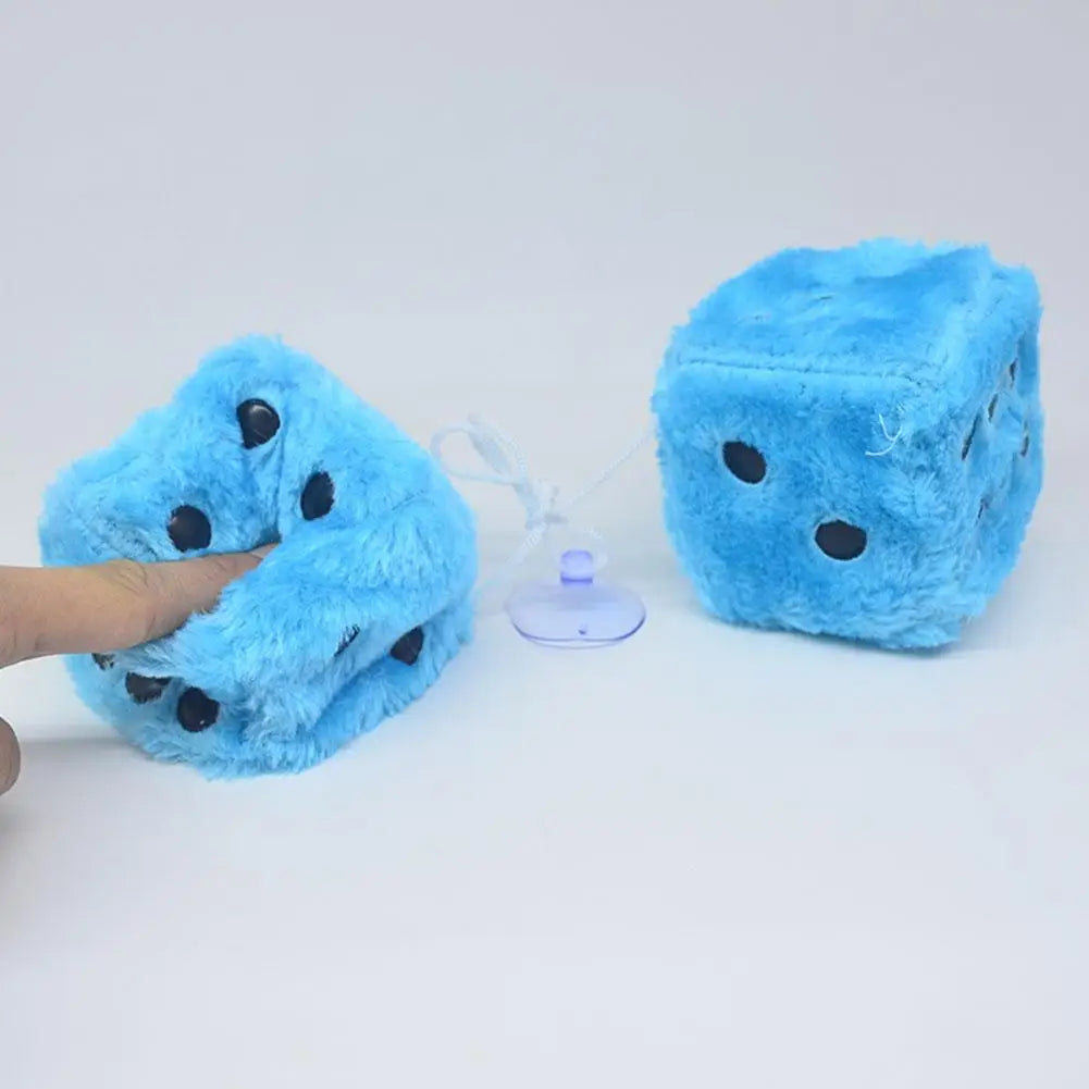 Big Long Hair Hot Stamping Dot Dice Plush Toy Cube Pendant Car Ornament Sieve Anime Car Decoration Accessories Auto Pendant