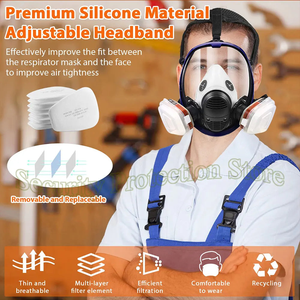 Gas Masks Survival Nuclear and Chemical - Reusable Full Face Respirator Gas Mask with Activated Carbon Filter