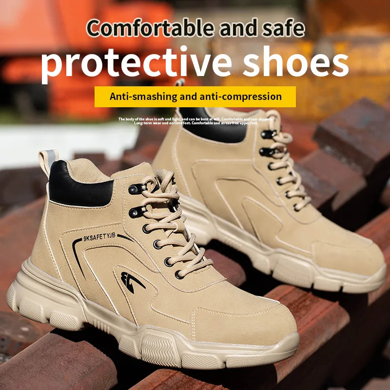Winter Plush Work Boots For Men Ankle Anti-smash Anti-puncture Safety Shoes Steel To Protective Male Footwear Indestructible