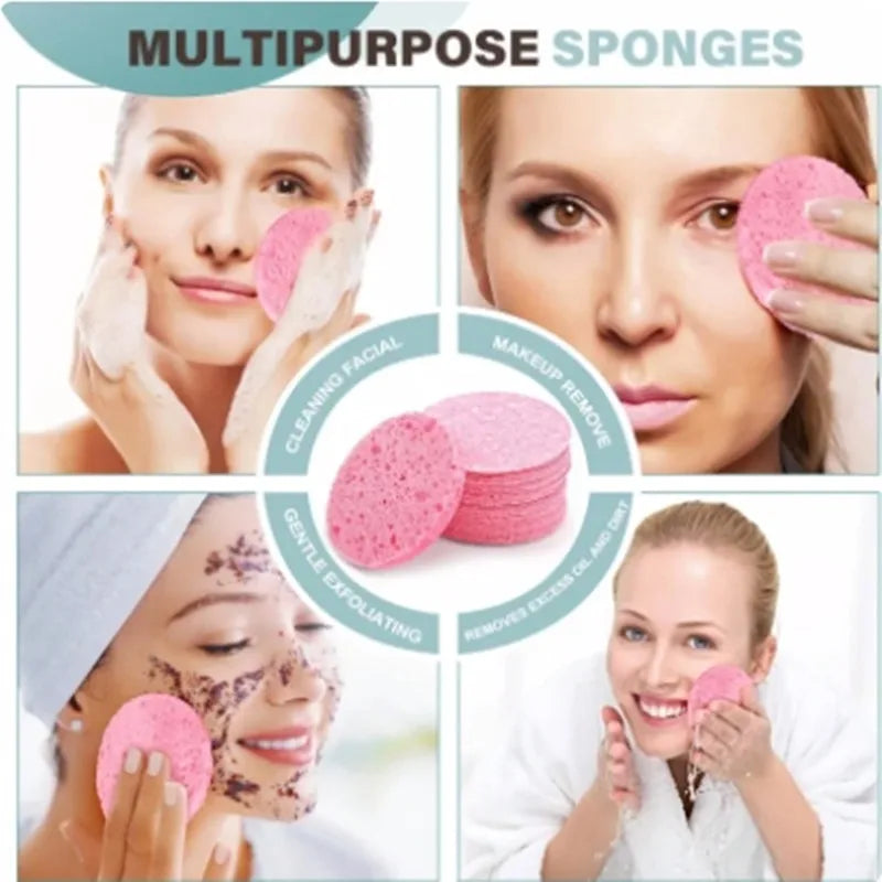 50-100 PCS Compress Face Wash Puff Natural Wood Pulp Sponge Face Wash Puff Foaming Face Puff Cosmetic Puff Face Cleansing Sponge