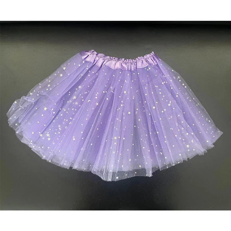 Wholesale  Girls Tulle Star Short Tutu Skirt Children Fancy Ballet Dancewear Party Costume Ball Gown Mini Skirt