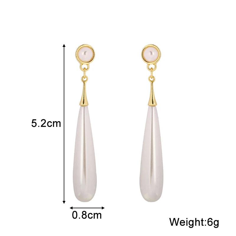 New Long Hanging Earrings for Women Imitation Pearl Water Drop Pendants Exaggerated Dangle Earrings Elegant Wedding Ear Jewelry