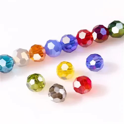 3 4 6 8mm Round Crystal Beads Faceted Colorful Glass Beads Loose Spacer Bead for Jewerly Making Needlework Bracelet Necklace DIY