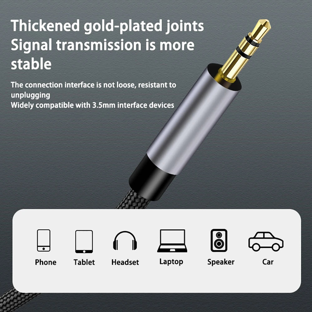 0.5m/1m/1.5m/2m Audio extension cord USB C To 3.5mm Audio line Car Video Headphone Speaker Adapter Type C To 3.5Mm Jack AUX Cord