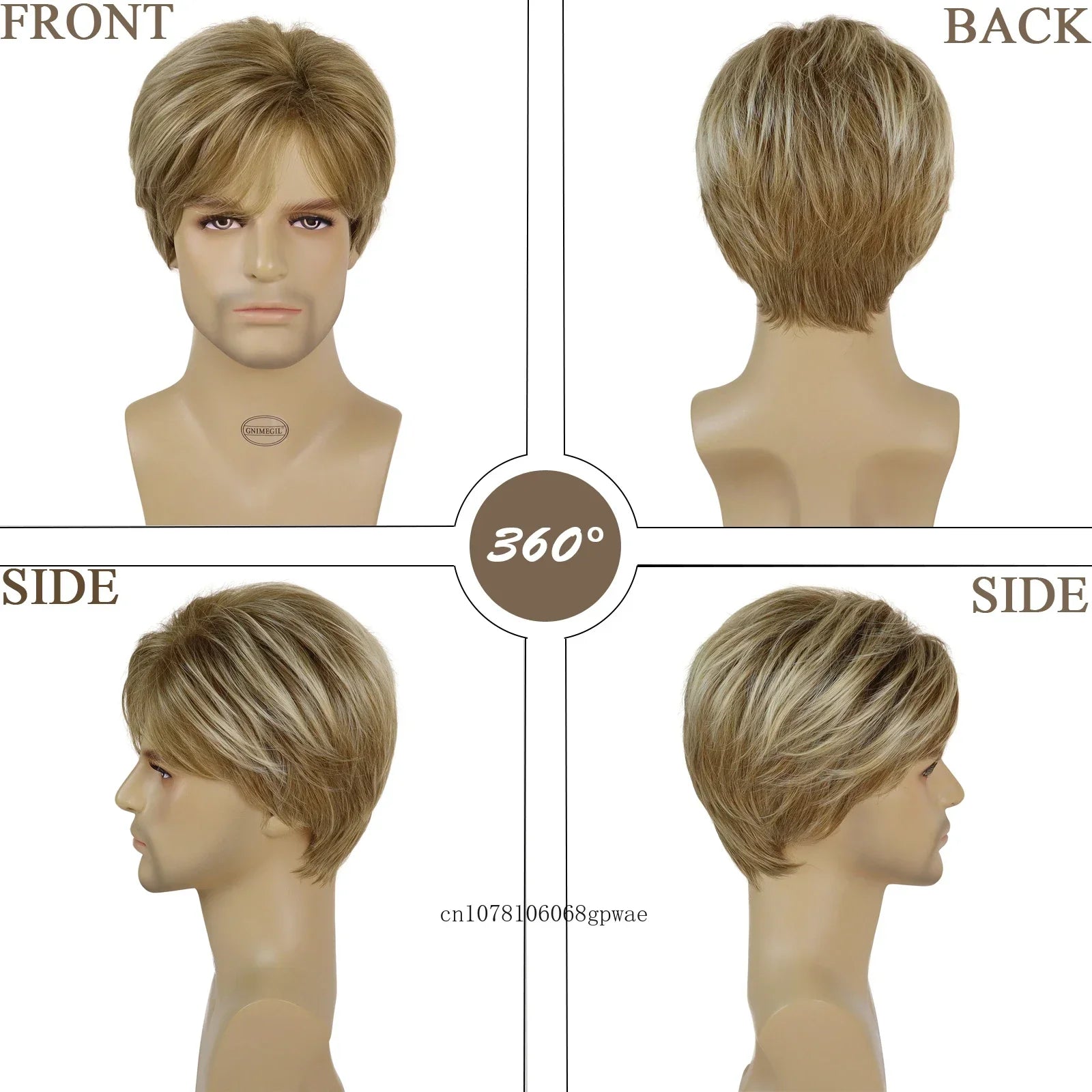 Synthetic Hair Short Straight Men Wig Blonde Color Heat Resistant Wigs for Male Halloween Daily Costume Party Natural Looking