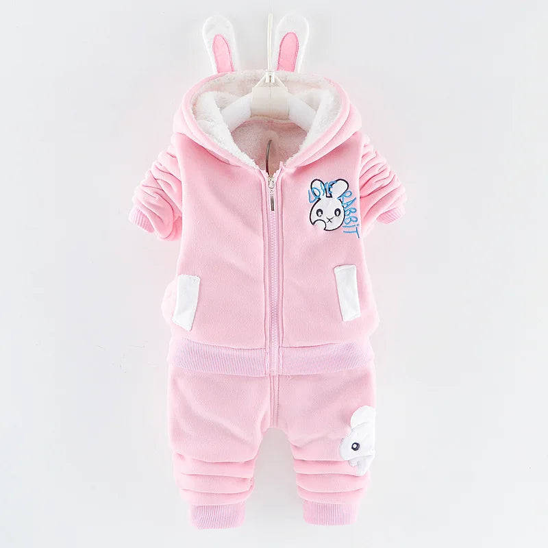 2026 New Baby Boys Girls Christmas Cartoon Winter Hooded Plush Warm Vest Coat+Sweatshirt+Pants 3Pcs Infant Children Sports Suit