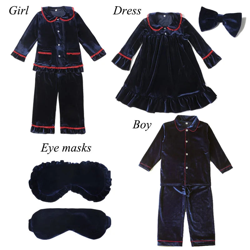 Mudbala 2025 Red Velvet Luxury Pajama Sets For Women Men Kids Boys And Girls Family Matching Christmas Pyjamas With Eye Masks