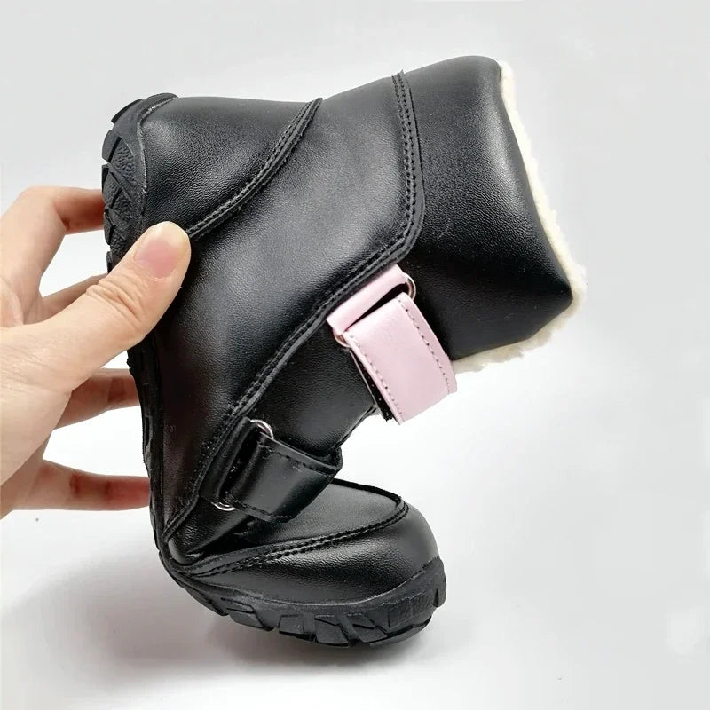 ZZFABER Girls Barefoot Boots Warm Soft  Winter Shoes for Girls Flexible Snow Boots