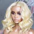 RONGDUOYI Short Wavy Orange Ginger Bob Synthetic Lace Front Wig Middle Part Body Wave Wigs for Black Women Use Blonde Black Hair