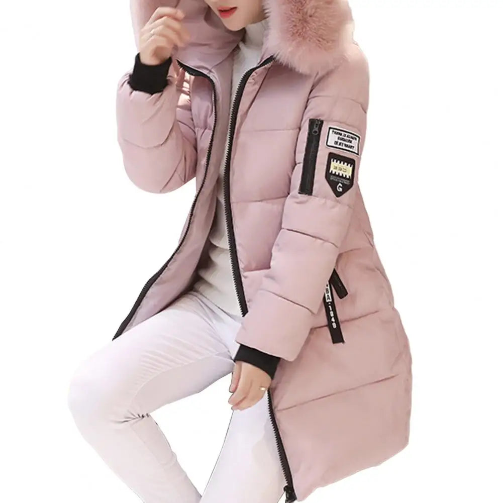 2026 New Winter Coat Women's Jacket Fur Neckline Long Basic Coats Thick Jackets Cotton Padded Outerwear Parkas Female Clothes