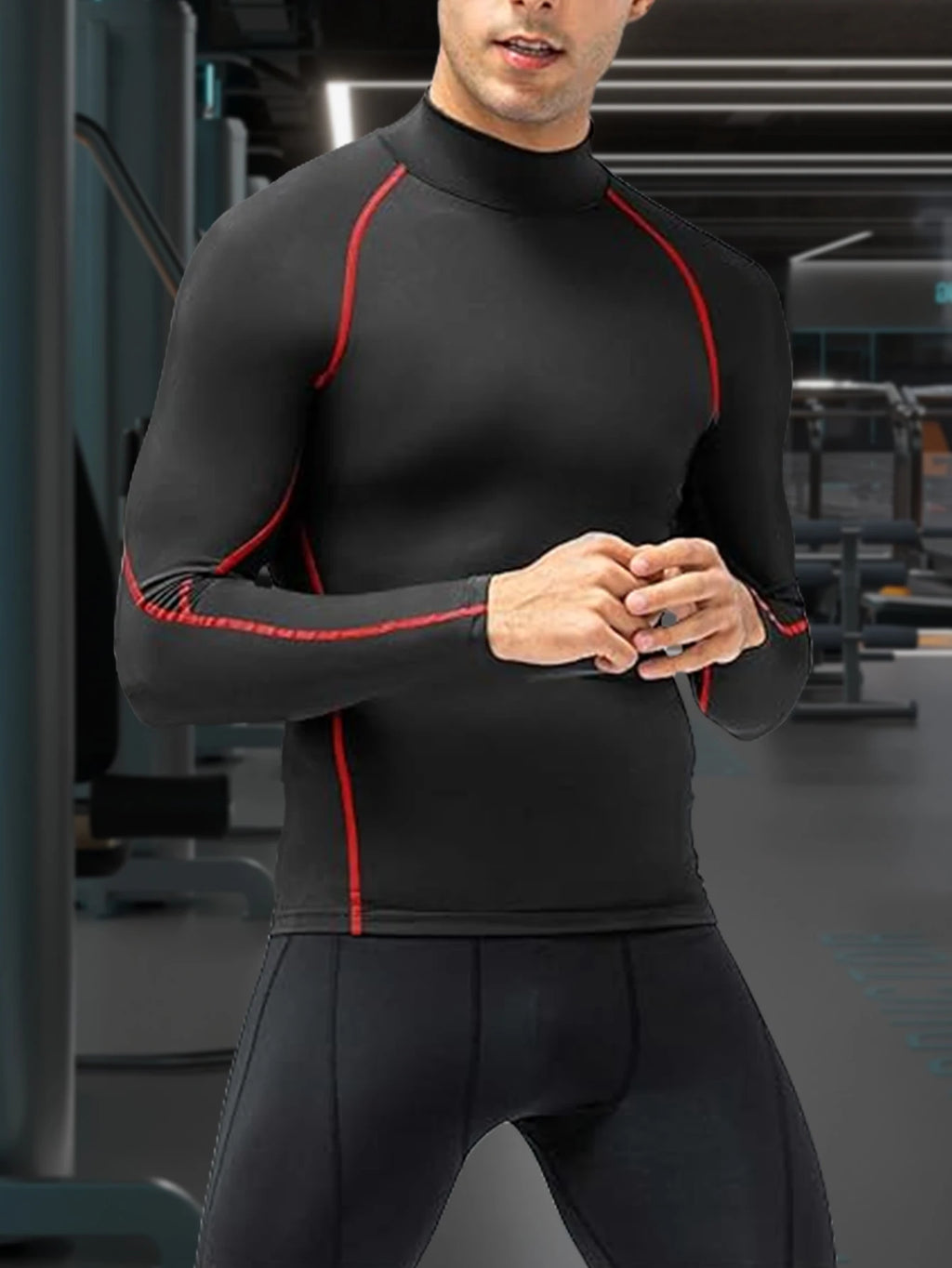Men High Collar Thermal Underwear Elastic Thermal Shirt Man Compression Undershirts Long Johns Man Sport First Layer Sleepwear