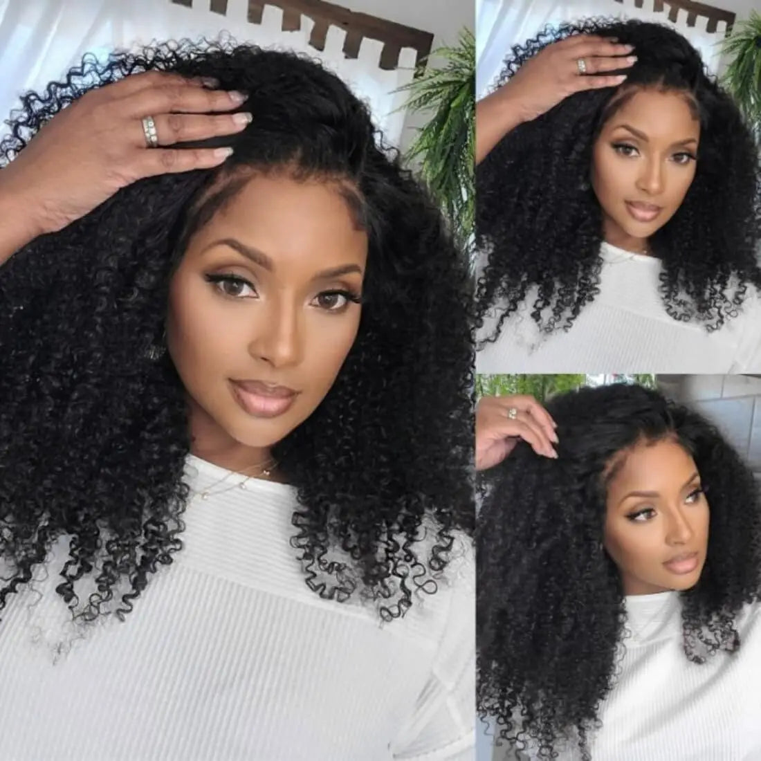 ISEE Hair Wear Go 7x5 Glueless HD Afro Kinky Curly Lace Front Wig Human Hair Transparent Deep Curly Wigs Pre Cut PrePlucked