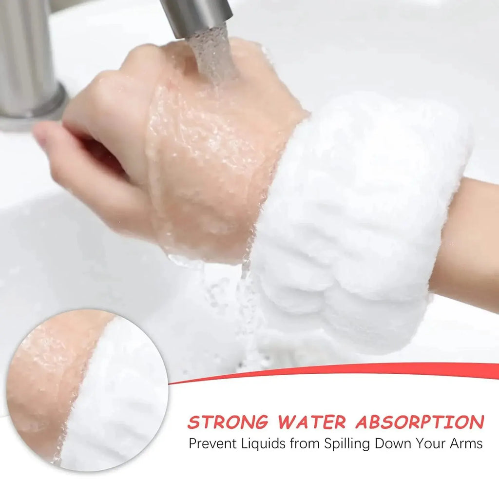 Face Wash Wristband Set Women's Headband Wristbands Absorbent Waterproof Wristbands Makeup Face Wash Hair Bands
