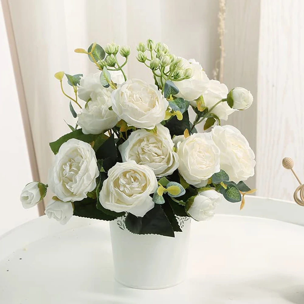1Pc Silk Rose Artificial Flower Peony Outdoor UV Protection Wedding Wreath Bridal Bouquet Festival Decor Vase Home Room Diy Gift