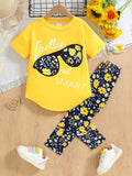 4-7 Years Girls Clothing Set Summer Cotton Short Sleeve Tops Pants 2Pcs Suit For Kids Birthday Present Toddler Children Clothes