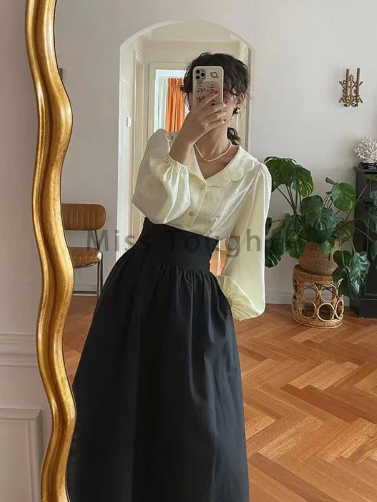 Winter Dark Brown Vintage Skirt Women Harajuku Pocket Elegant Long Skirts Female Korean Fashion Designer Y2k Casual Skirts 2026