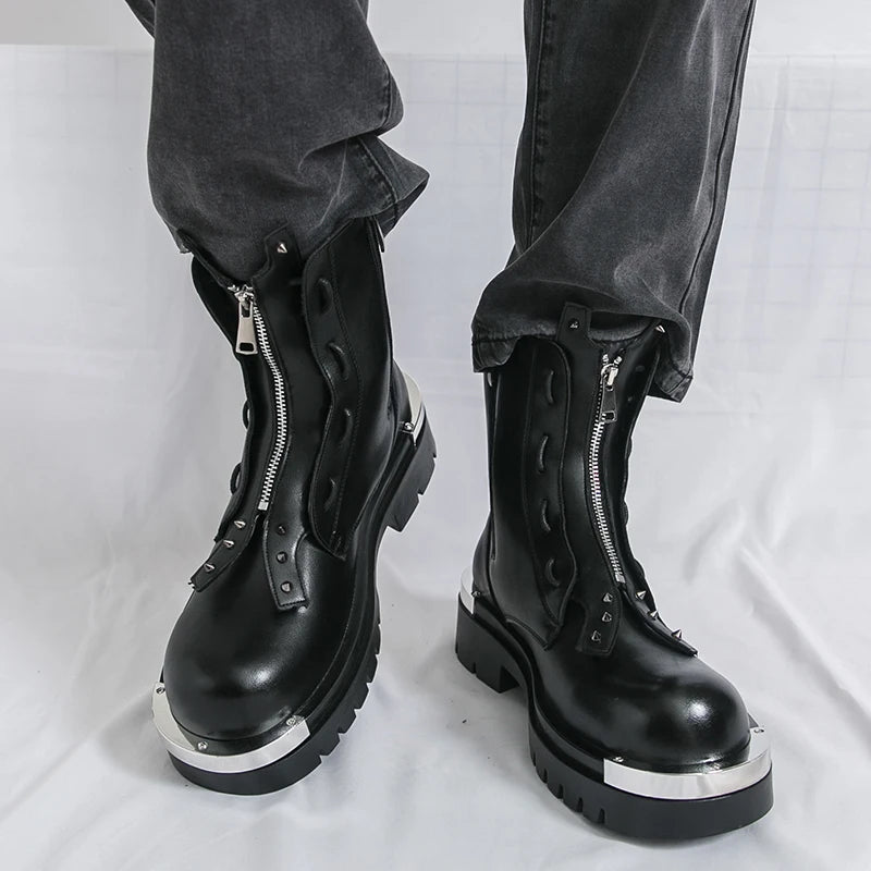 Winter Men Business Chelsea Shoes Black Men Long-sleeved Thick-soled Anti-slip Brand Warm Boots Outdoor Training Boots Men