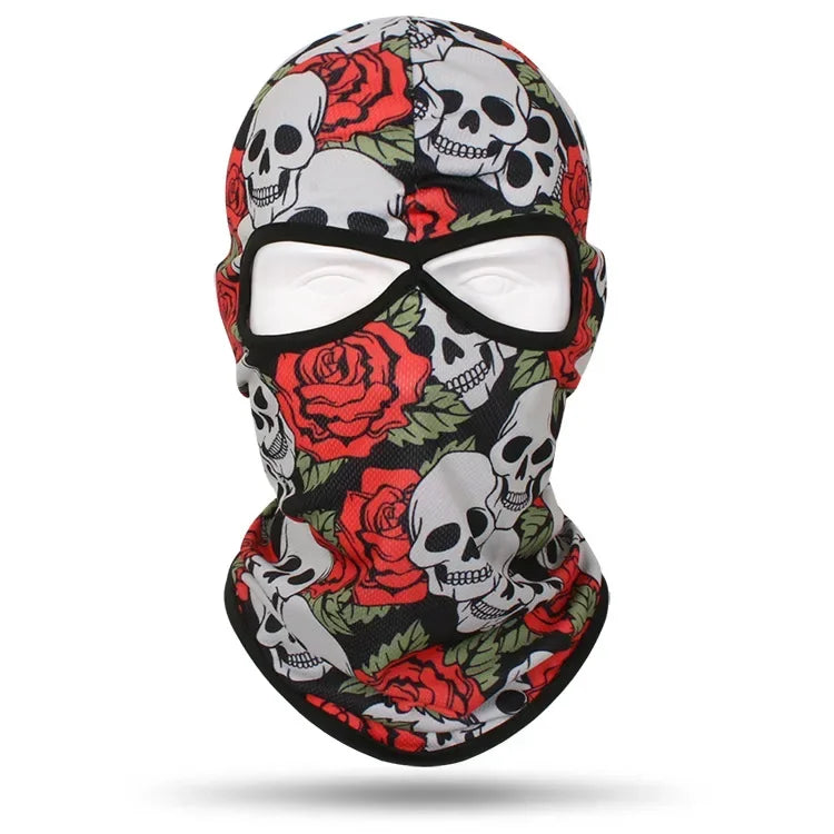 2 Holes Skull Balaclava Outdoor Motorcycle Riding Face Mask Windproof Caps Rider Head Cover Ski Masks MTB Bicycle Headgear