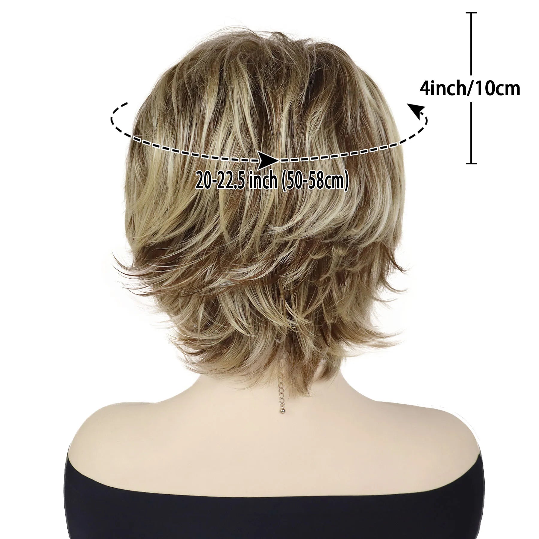 Women's Fashion Short Wigs Natural Synthetic Hair Mixed Blonde Pixie Cut Layered Wig with Bangs Heat Resistant Daily Party Use