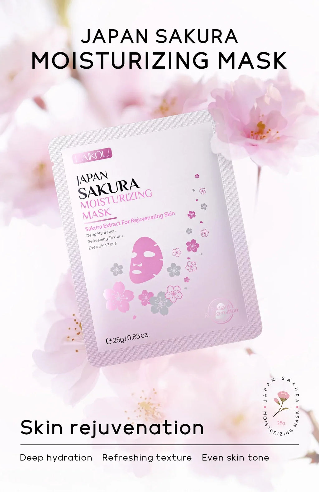 Laikou Sakura Hydrating Facial Mask Sheet Masks for Face Hydrating Shrinking Pores Moisturizing Face Masks Skin Care Cosmetics