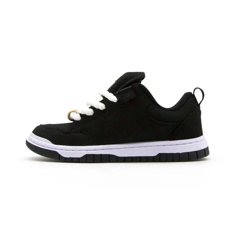 Autumn and Winter Classic Black Thick-Tongued Loafers, Large Size Shoes, Breathable Casual Shoes, Comfortable, Non-Slip, Wear-Resistant, Casual Versatile Canvas Shoes, Sneakers