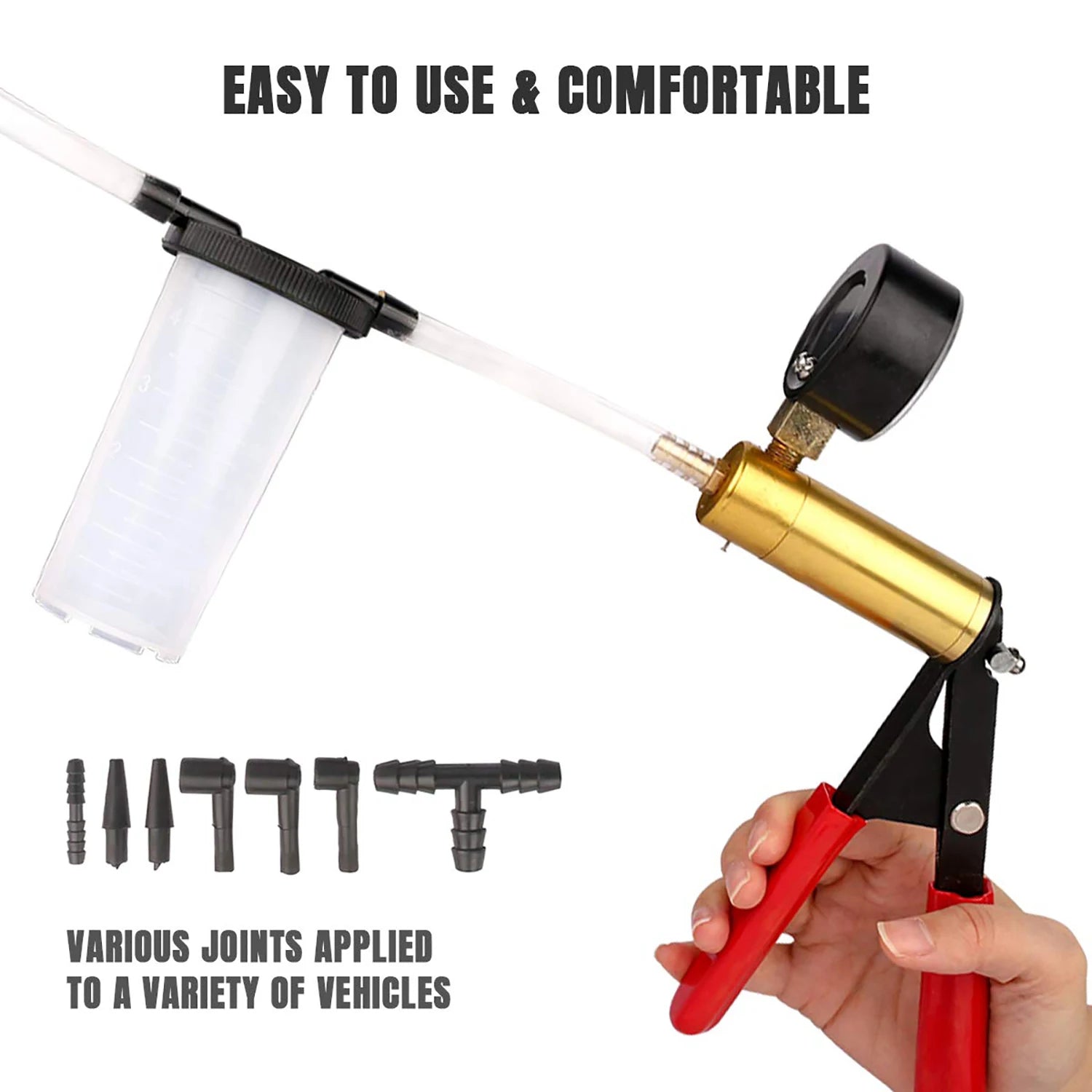 2 in 1 Brake Bleeder Kit Hand held Vacuum Pump Test Set for Automotive with Protected Case,One-Man Brake Clutch Bleeding System