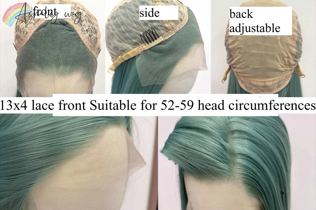 Matcha Green Lace Front Wig 13x4 Frontal Wig 26inch Long Straight Hair Wig for Cosplay High Temperature Resistant Synthetic Wigs