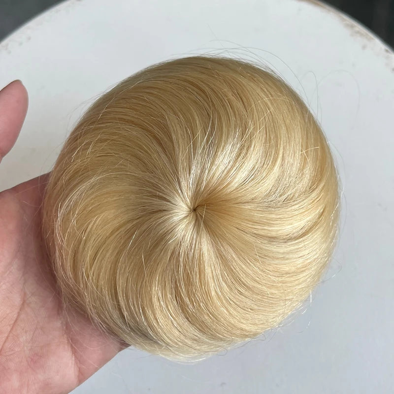 Hair Bun Human Hair Drawstring Hair Bun Wig Flexible Brown Blonde 6Inches Chignons Ponytail Hairpieces For Thinner Hair