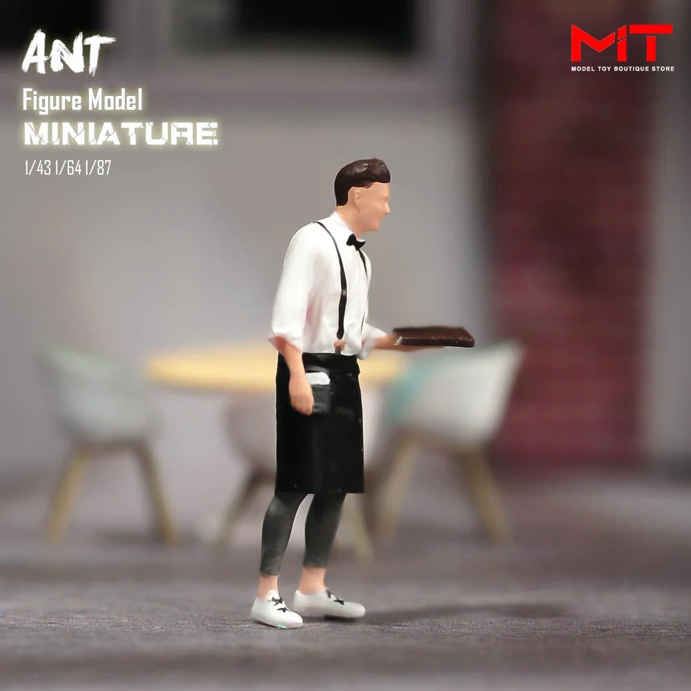 Miniature Figurines 1/87 1/64 1/43 1/24 Restaurant Waiter Diners Smoking Man Model Scene Figure DIY Creative Photography Props