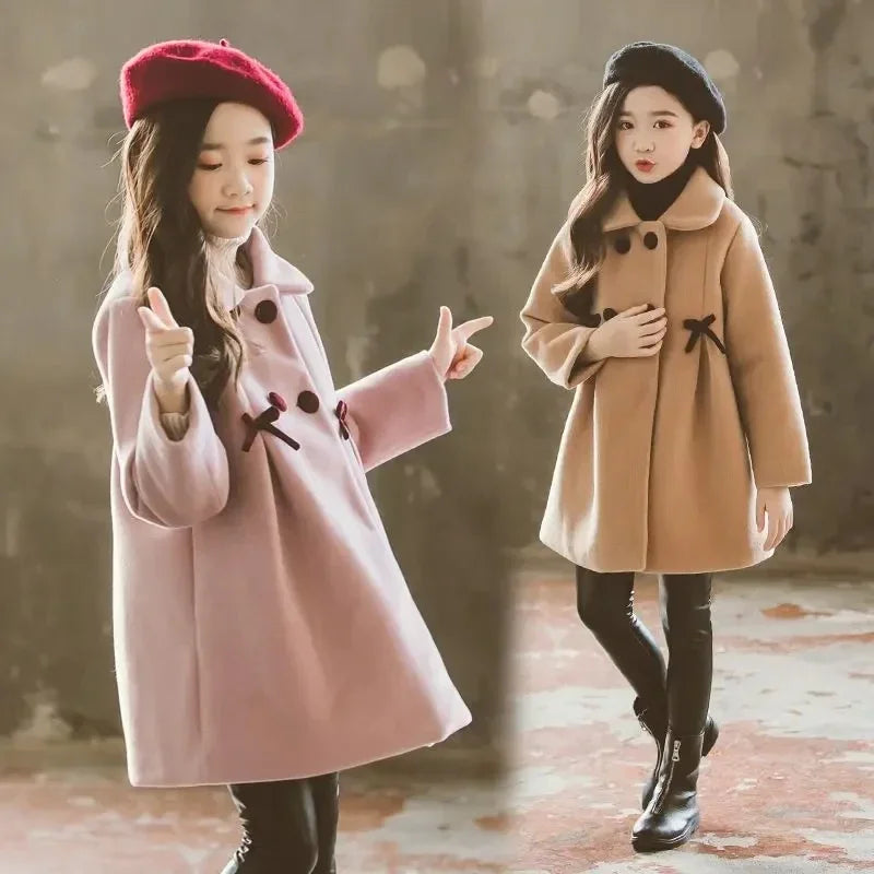 Girls'  coat winter children's medium and long thickened warm  coat children's clothes