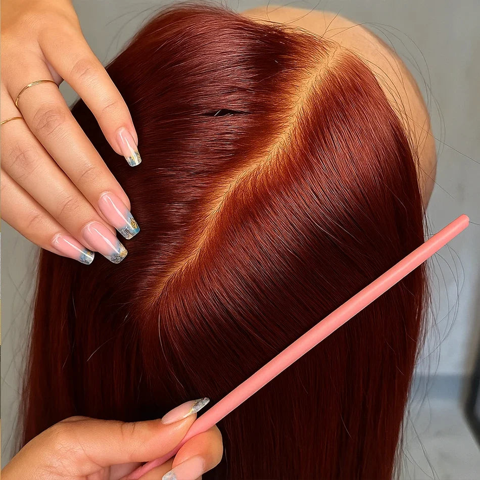 36 inch Reddish Brown Straight Wigs 13x6 HD Lace Human Hair Wig Pre Plucked Brazilian Colored Lace Frontal Wigs Human Wig 180%
