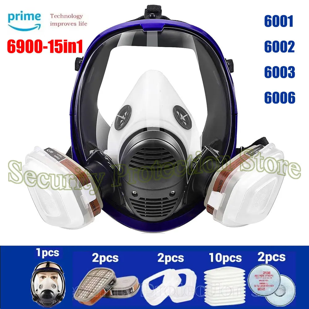 Gas Masks Survival Nuclear and Chemical - Reusable Full Face Respirator Gas Mask with Activated Carbon Filter