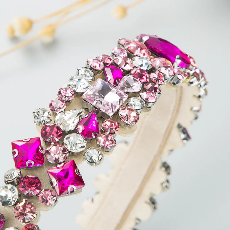 Baroque Retro Court Headband, Popular Design With Rhinestone Crystal Hair Band, Korean Style Face Wash Hair Accessories