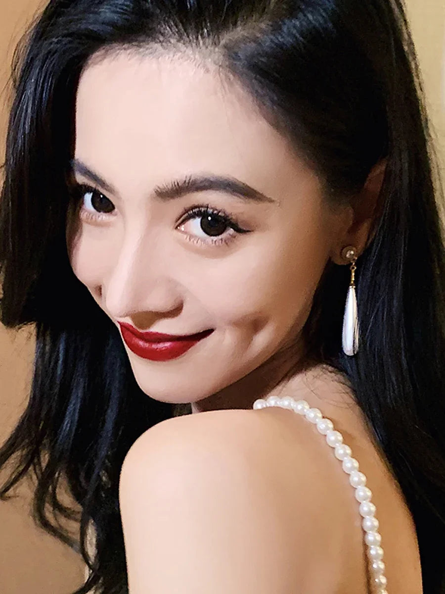 French Elegant Temperament Imitation Pearl Drop Shaped Long Earrings Party Premium Accessories for Womens Fashion Luxury Jewelry