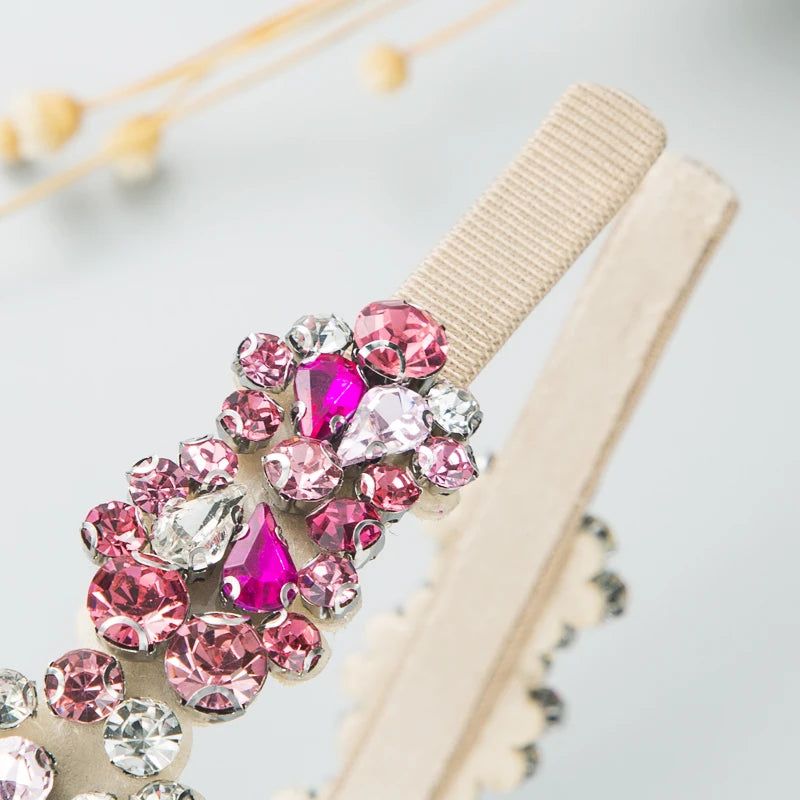 Baroque Retro Court Headband, Popular Design With Rhinestone Crystal Hair Band, Korean Style Face Wash Hair Accessories