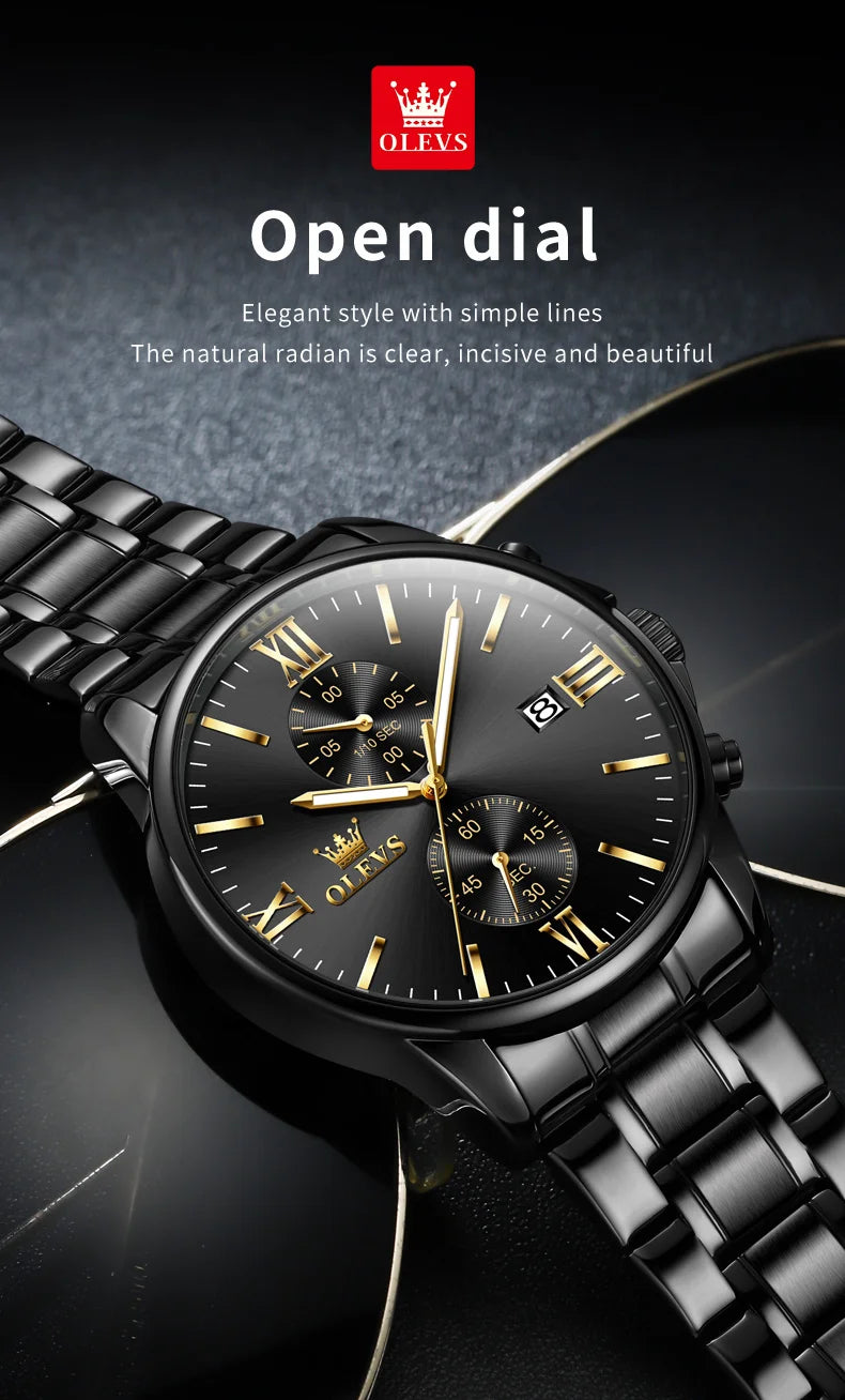 OLEVS 2886 Mens Watch Business Luxury Quartz Watch Waterproof Luminous Watch For Man  Multifunctional Chronograph Watch Original