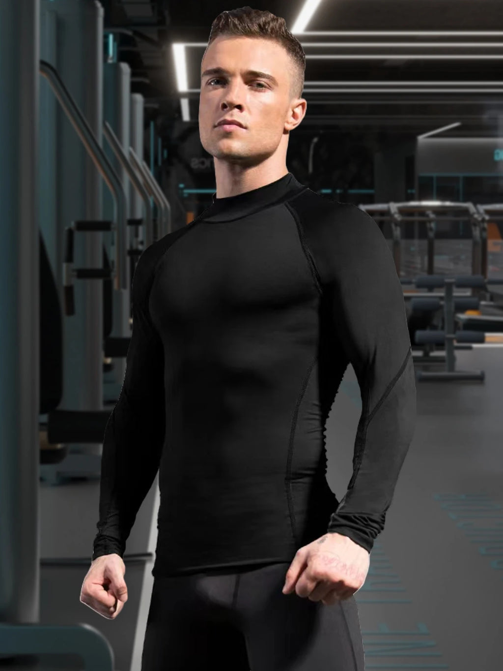 Men High Collar Thermal Underwear Elastic Thermal Shirt Man Compression Undershirts Long Johns Man Sport First Layer Sleepwear