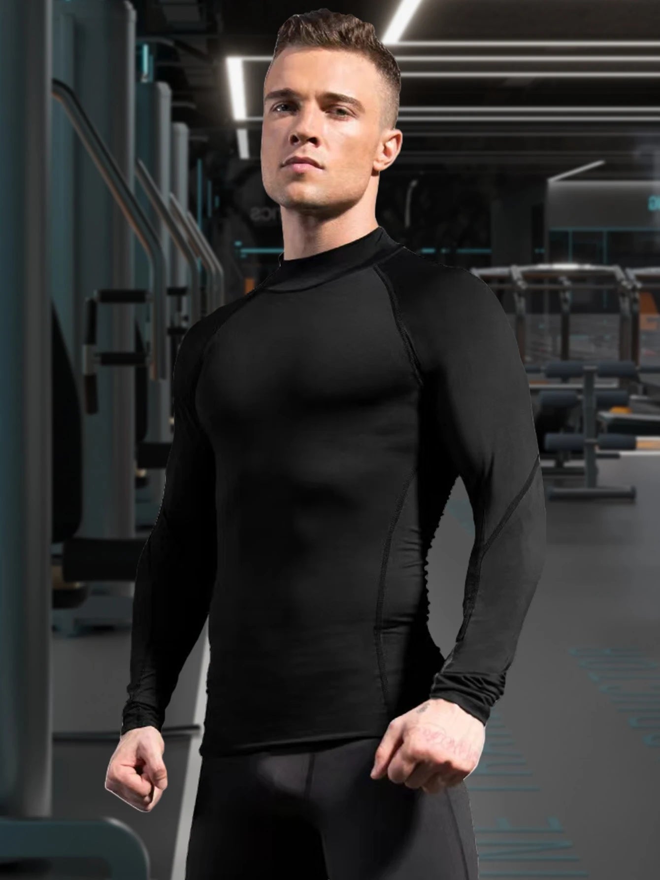 Men High Collar Thermal Underwear Elastic Thermal Shirt Man Compression Undershirts Long Johns Man Sport First Layer Sleepwear