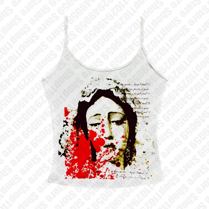 Gothic Letter Print Baby Tees Y2K Vintage Clothes Aesthetic Kawaii Summer Slim 2000s Top Streetwear Short Sleeve E-girl Crop Top