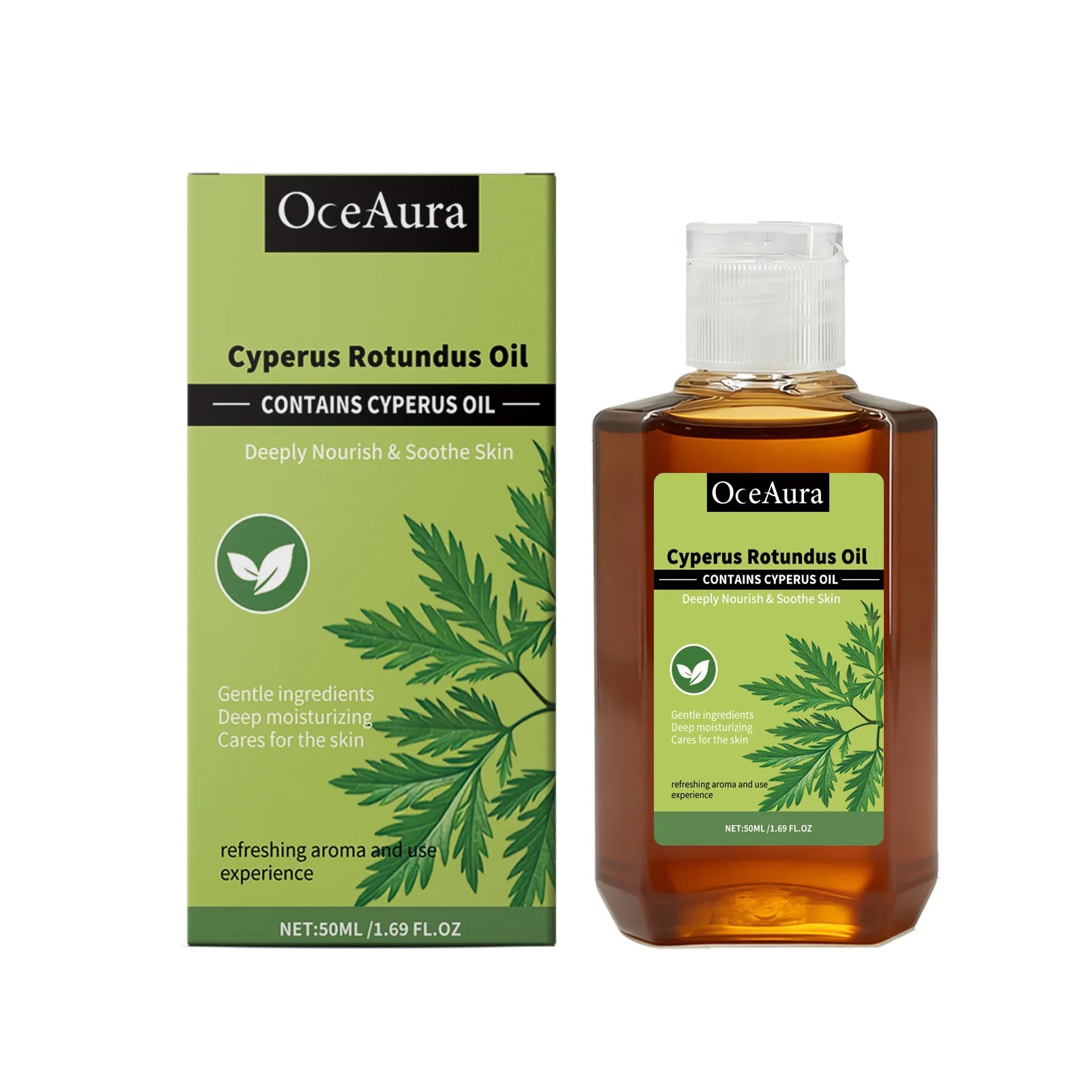 OceAura Cyperus Rotundus Oil Deep Hydration Repair Skin Soothing Improve Redness Non Greasy Massage Oil for the Body Care 50ml