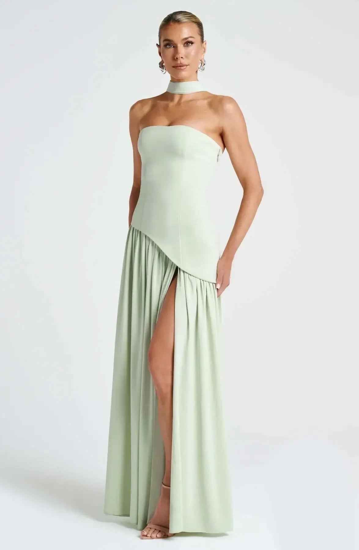 Butter Yellow Mesh Splicing Long Dress Elegant Strapless Split Backless Pleated Gowns For Women 2026 Lady Evening Party Gowns