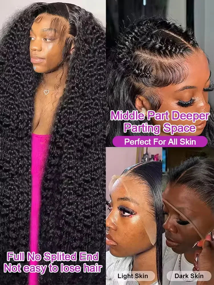 230% Curly Deep Water Wave 13x4 HD Lace Front Wigs PrePlucked Brazilian 100% Human Hair 13x6 Lace Frontal Closure Wig 32 34 Inch