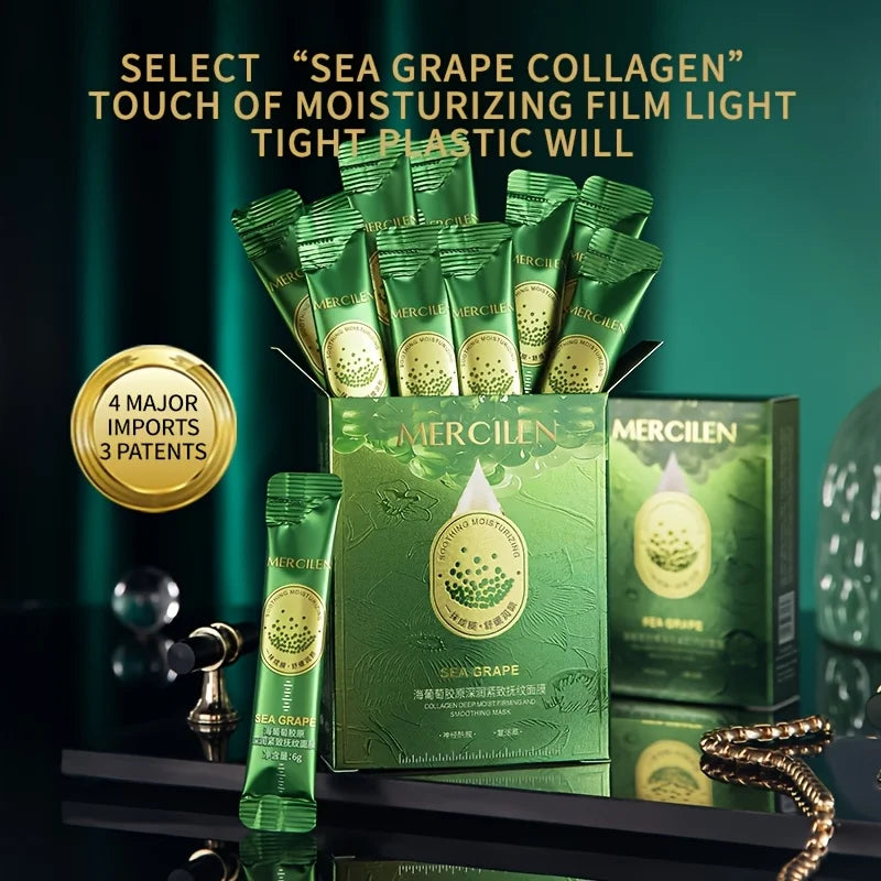 10pcs Mercilen Sea Grape Peeling Facial Masks Anti Wrinkle Moisturizing Hydrating Anti-Aging Peel-Off Face Mask Tearing Masks