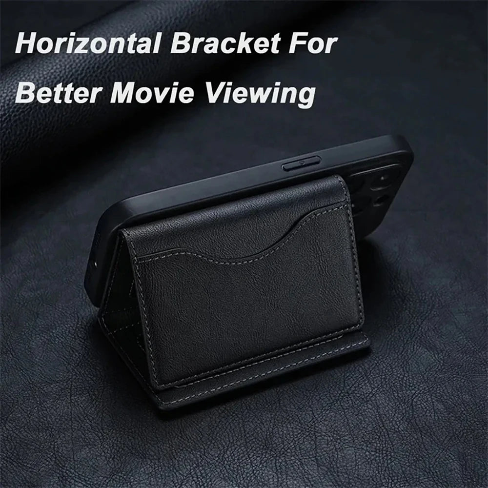 Trifold Magnetic Phone Wallet PU Leather Magsafe Card Holder For Apple IPhone 16 15 Pro Max Plus Mini Slim Card Bag Case Cover